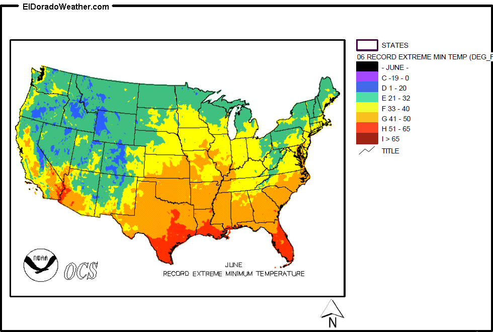 Average June Temperature Usa Map United States YearlyMonthly Record Extreme Minimum Temperatures